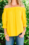 SANCTUARY SOAK UP THE SUN PEASANT TOP IN MARIGOLD