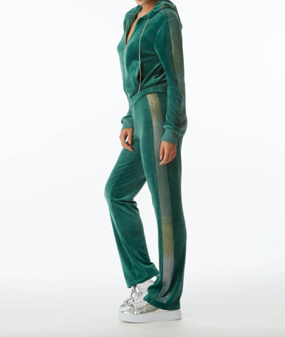 Juicy Couture Velour Hooded Zip Track Jacket In Jade Green