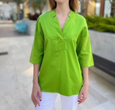 Marc Cain Granny Smith Blouse In Sky Over Meadow In Green