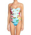 JOHNNY WAS COSTA AZUL CUT OUT ONE PIECE SWIMSUIT IN BLUE MULTI