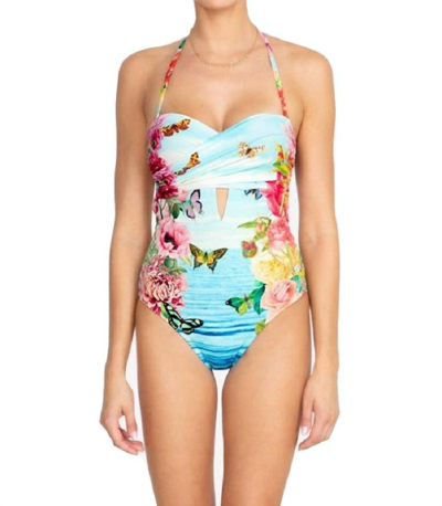 Johnny Was Costa Azul Cut Out One Piece Swimsuit In Blue Multi