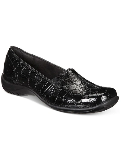 Easy Street Purpose Womens Faux Leather Square Toe Loafers In Black Patent Croco