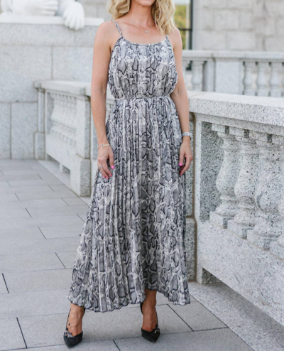 Bishop + Young Mara Midi Dress In Snakeskin In Grey