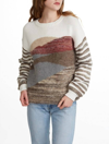 White + Warren Landscape Intarsia Crewneck Sweater In Dayscape In Grey