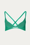Msgm Ribbed Knit Logo-hem Bra In Green