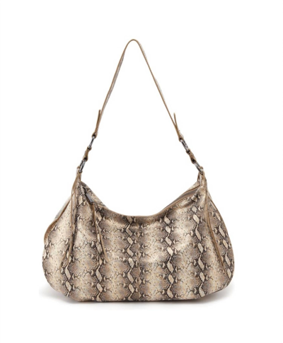 Hobo Lennox Leather Shoulder Bag In Glam Snake In Beige