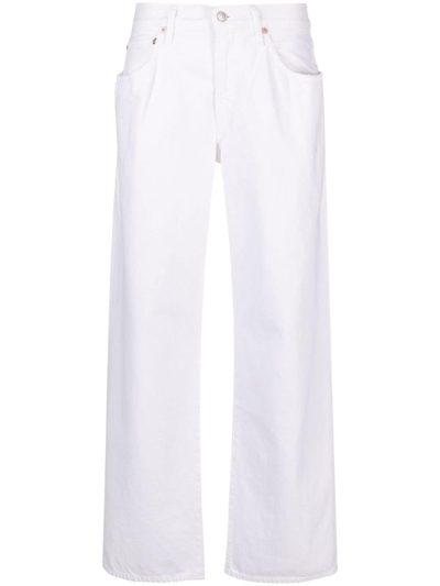 Agolde Fusion Low Rise Relaxed Straight Leg Organic Cotton Jeans In White