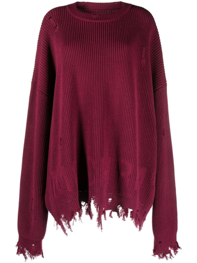 Monochrome Gipsy Distressed Jumper In Red