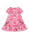 Simonetta Graphic-print Stretch-cotton Flared Dress In Pink