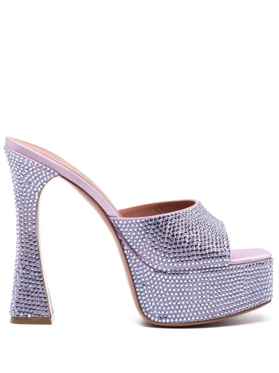 Amina Muaddi Purple Dalida 140 Crystal-embellished Platform Mules