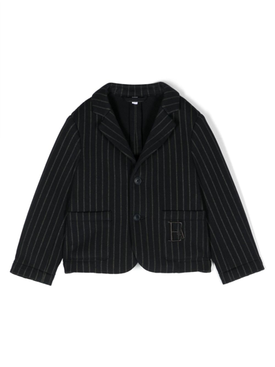 Emporio Armani Babies' Logo-embroidered Pinstripe-pattern Jacket In Blue