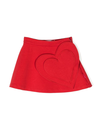 Simonetta Kids' Heart-appliqué A-line Miniskirt In Red