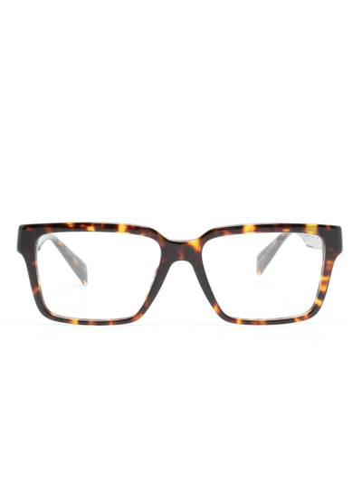 Versace Tortoiseshell-effect Square-frame Glasses In Brown