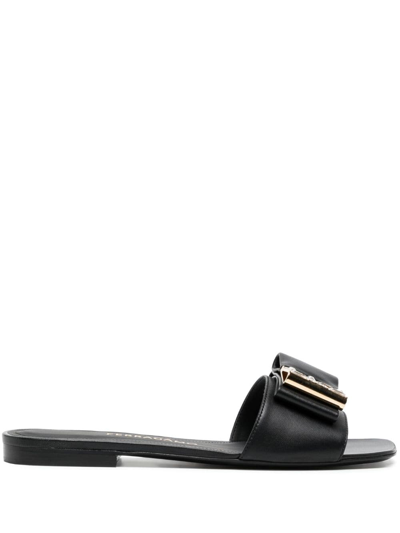 Ferragamo Women's Lyana Leather Slide Sandals In Black