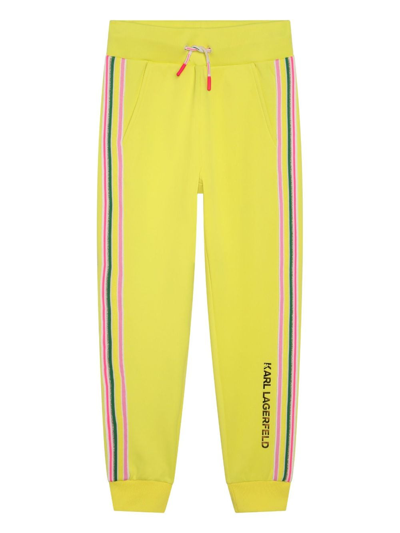 Karl Lagerfeld Kids' Logo-print Track Pants In Yellow