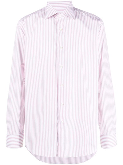 Canali Striped Cotton Shirt In White