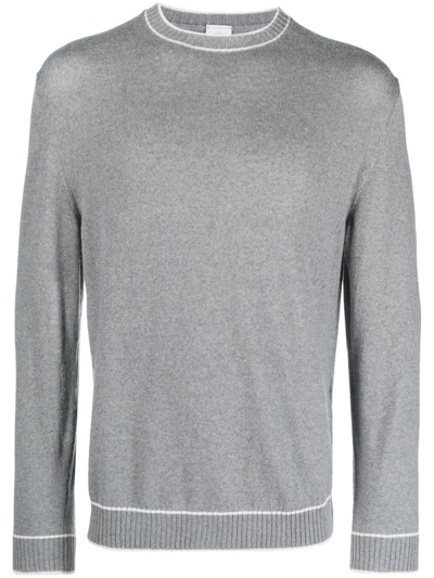 Eleventy Stripe-detail Wool Sweatshirt In Grey