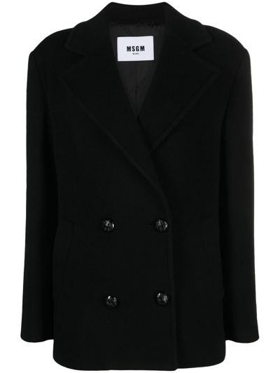 Msgm Double-breasted Buttoned Blazer In Black