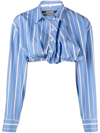 Jacquemus La Chemise Bahia Courte Cropped Button-front Shirt In Blue