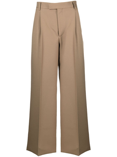 Gucci Pressed-crease Wide-leg Trousers In Brown