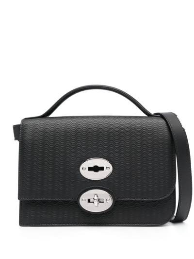 Zanellato Ella Wave-pattern Shoulder Bag In Black