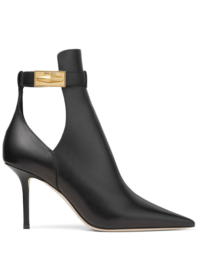 Jimmy Choo Nell 85mm Pointed-toe Ankle Boots In Black