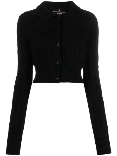Ermanno Scervino Cashmere Long-sleeve Polo Sweater In Black