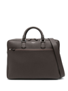 Serapian Grained-texture Leather Briefcase In Brown