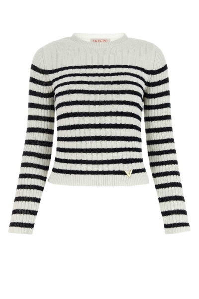 Valentino Maglia Striped Sweater In Black