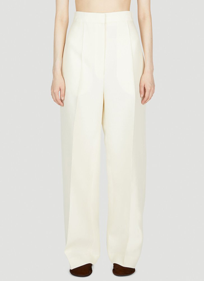 The Row Gordon High Rise Tailored Pants In White