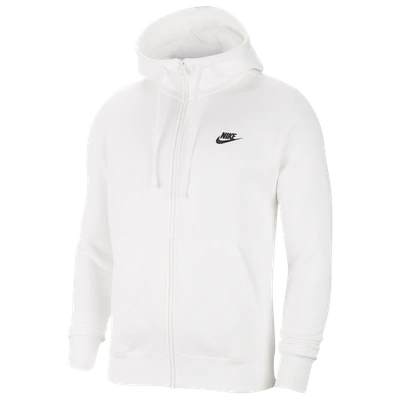 Nike Mens  Club Full-zip Hoodie In White/black