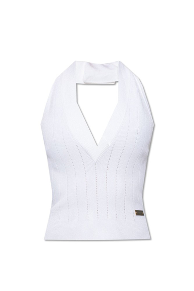 Balmain Knit Backless Top In White