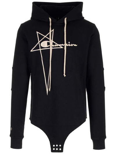 Rick Owens Hooded Body X Champion In Black