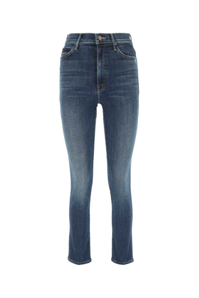Mother Button Detailed Straight Leg Jeans In Blue