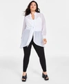 BAR III PLUS SIZE TIE FRONT LONG SLEEVE BLOUSE SIDE STUDDED LEGGINGS CREATED FOR MACYS