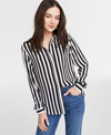 On 34th Women's Button-front Crepe Shirt, Created For Macy's In Deep Black Cmb