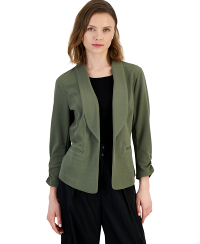 Bar Iii Women's Ruched 3/4-sleeve Knit Blazer, Created For Macy's In Dusty Olive