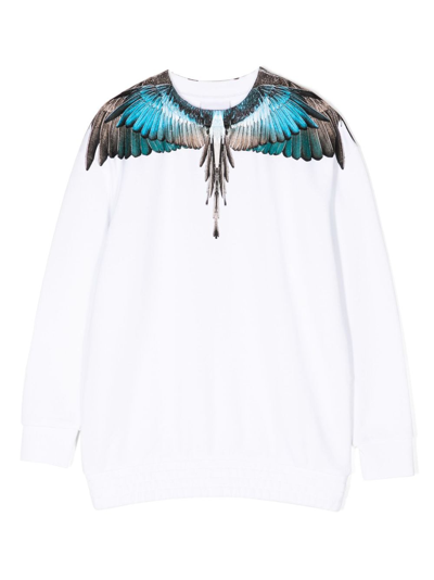 Marcelo Burlon County Of Milan Kids' Wings-print Cotton-blend Sweatshirt In White