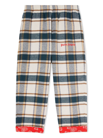 Palm Angels Kids' Logo-print Cotton Trousers In Green