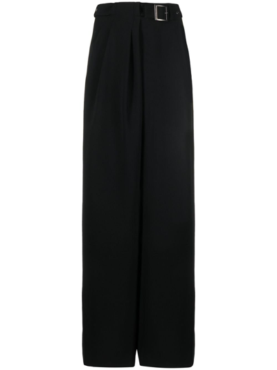 Alberta Ferretti Wide-leg Belted Trousers In Black