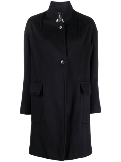Mackintosh Single-breasted Wool Coat In Blue