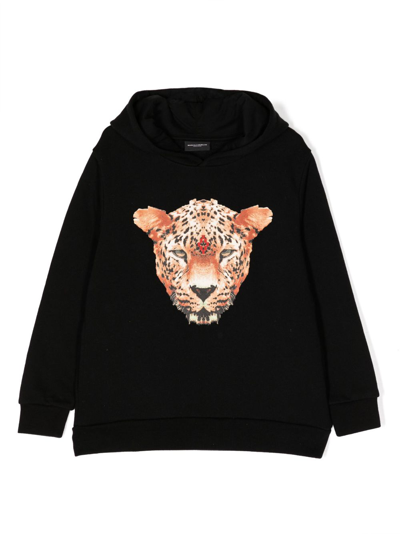 Marcelo Burlon County Of Milan Kids' Leopard-print Cotton-blend Sweatshirt In Black
