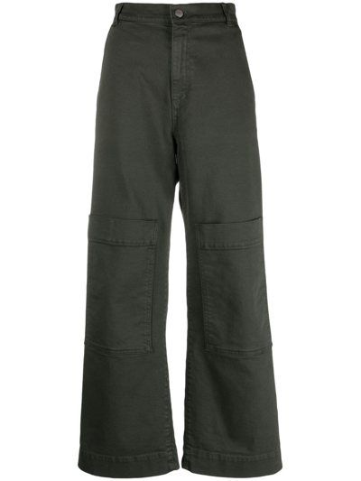 P.a.r.o.s.h Multiple-pockets High-waisted Trousers In Green