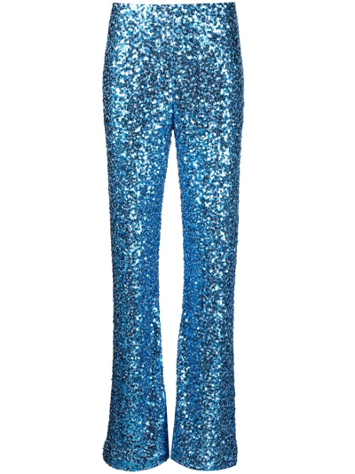 P.a.r.o.s.h Sequin-emebllished Wide-leg Trousers In Blue