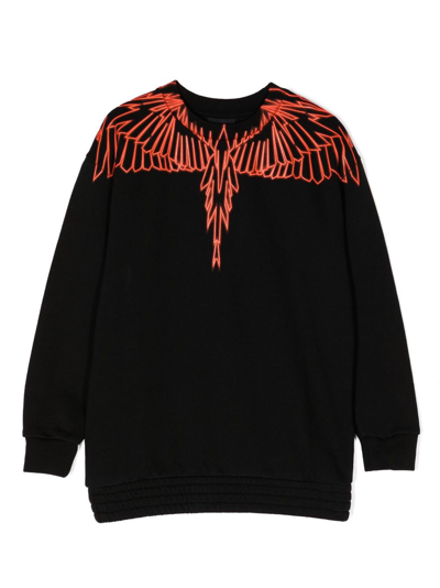 Marcelo Burlon County Of Milan Kids' Wings-print Cotton-blend Sweatshirt In Black