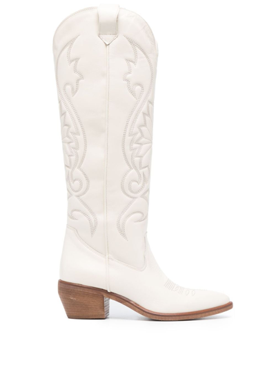 P.a.r.o.s.h. Western 60mm Leather Knee-high Boots In Neutrals