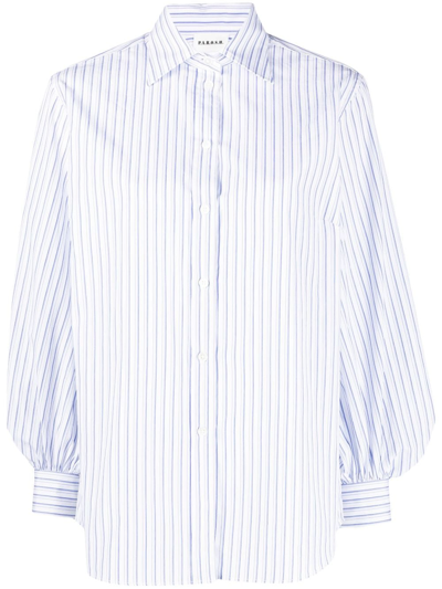 P.a.r.o.s.h Striped Puff-sleeves Cotton Shirt In White