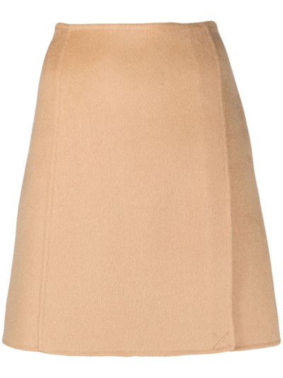 P.a.r.o.s.h Side-slit High-waisted Wool Skirt In Neutrals
