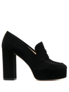 P.A.R.O.S.H PENNY-SLOT 115MM SUEDE PLATFORM SANDALS