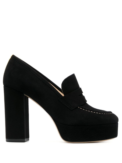 P.a.r.o.s.h Penny-slot 115mm Suede Platform Sandals In Black